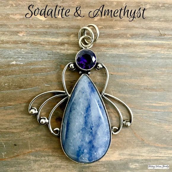 Making Waves Jewelry and Accessories Jewelry - Sodalite & Amethyst Silver Pendant